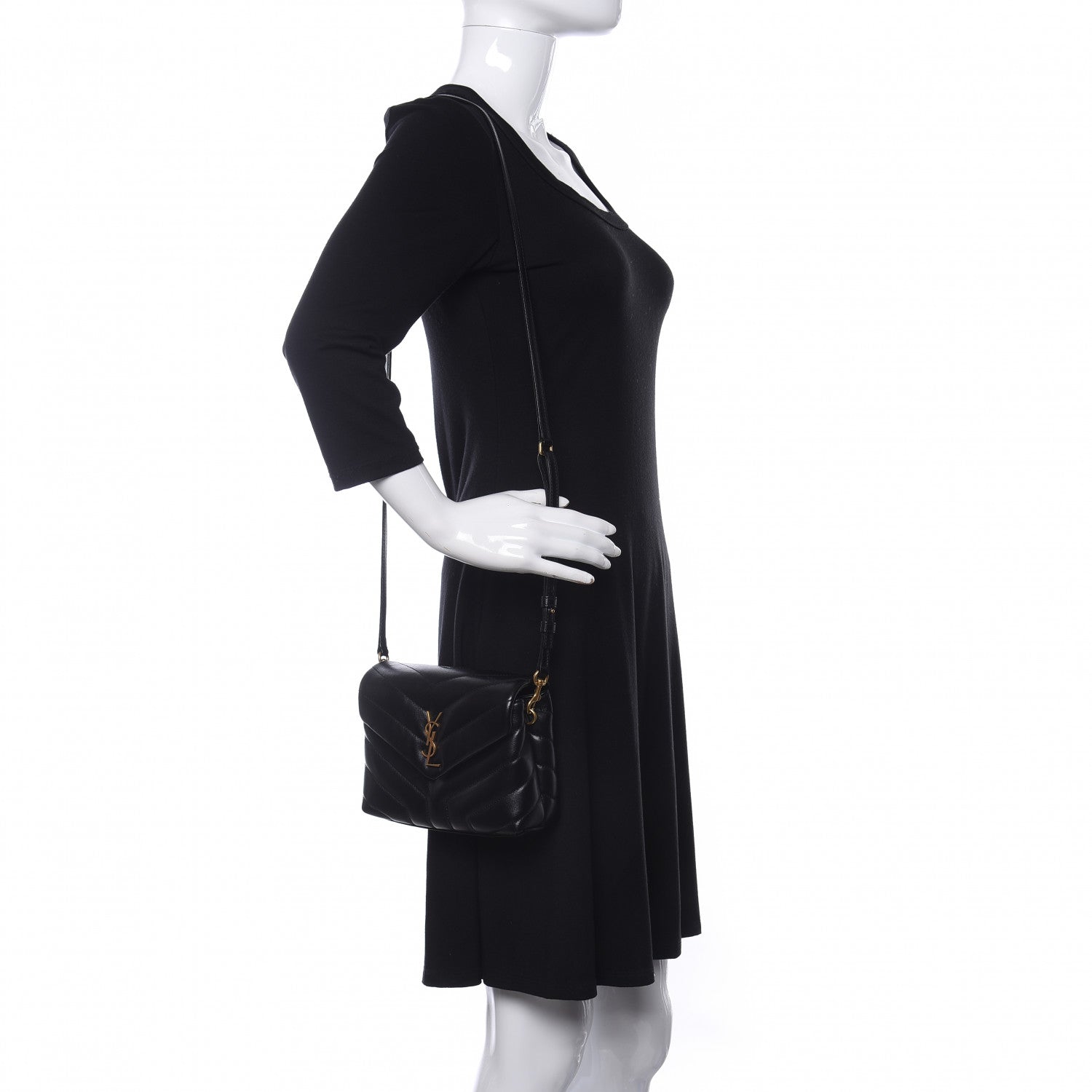 Saint Laurent Calfskin Y Quilted Monogram Toy Loulou Crossbody Bag Black 2 of 9