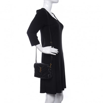 Saint Laurent Calfskin Y Quilted Monogram Toy Loulou Crossbody Bag Black 2 of 9