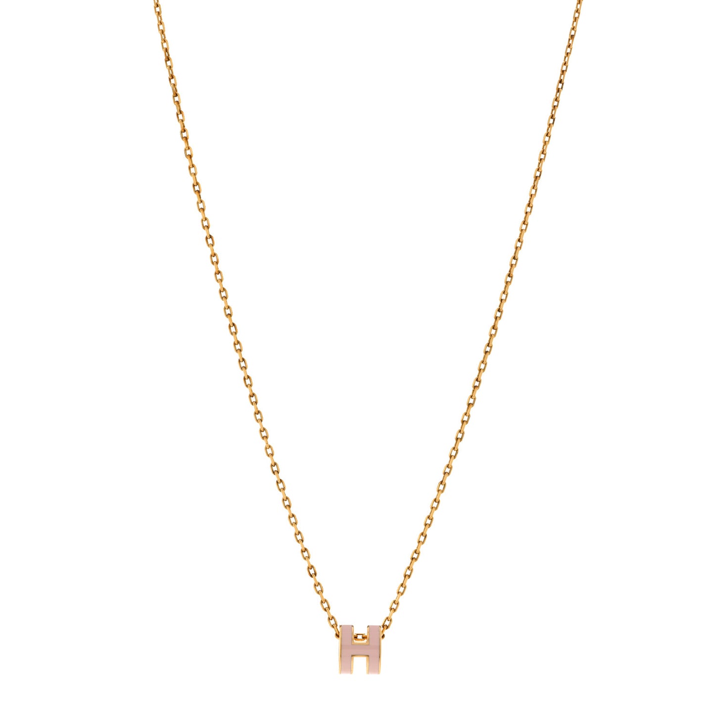 Lacquered Gold Mini Pop H Pendant Necklace Rose Dragee