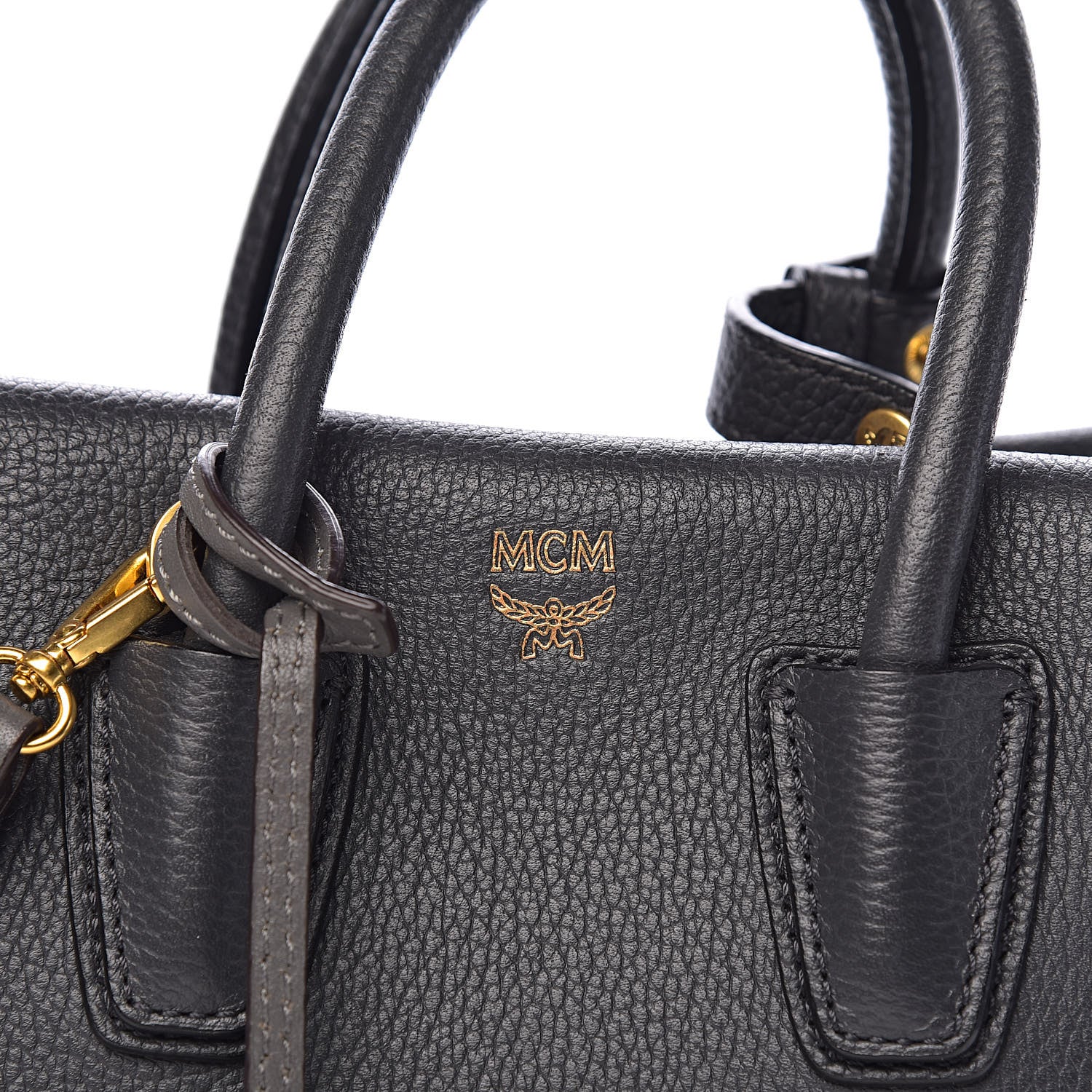 MCM Grained Calfskin Mini Milla Tote Phantom Grey 6 of 12