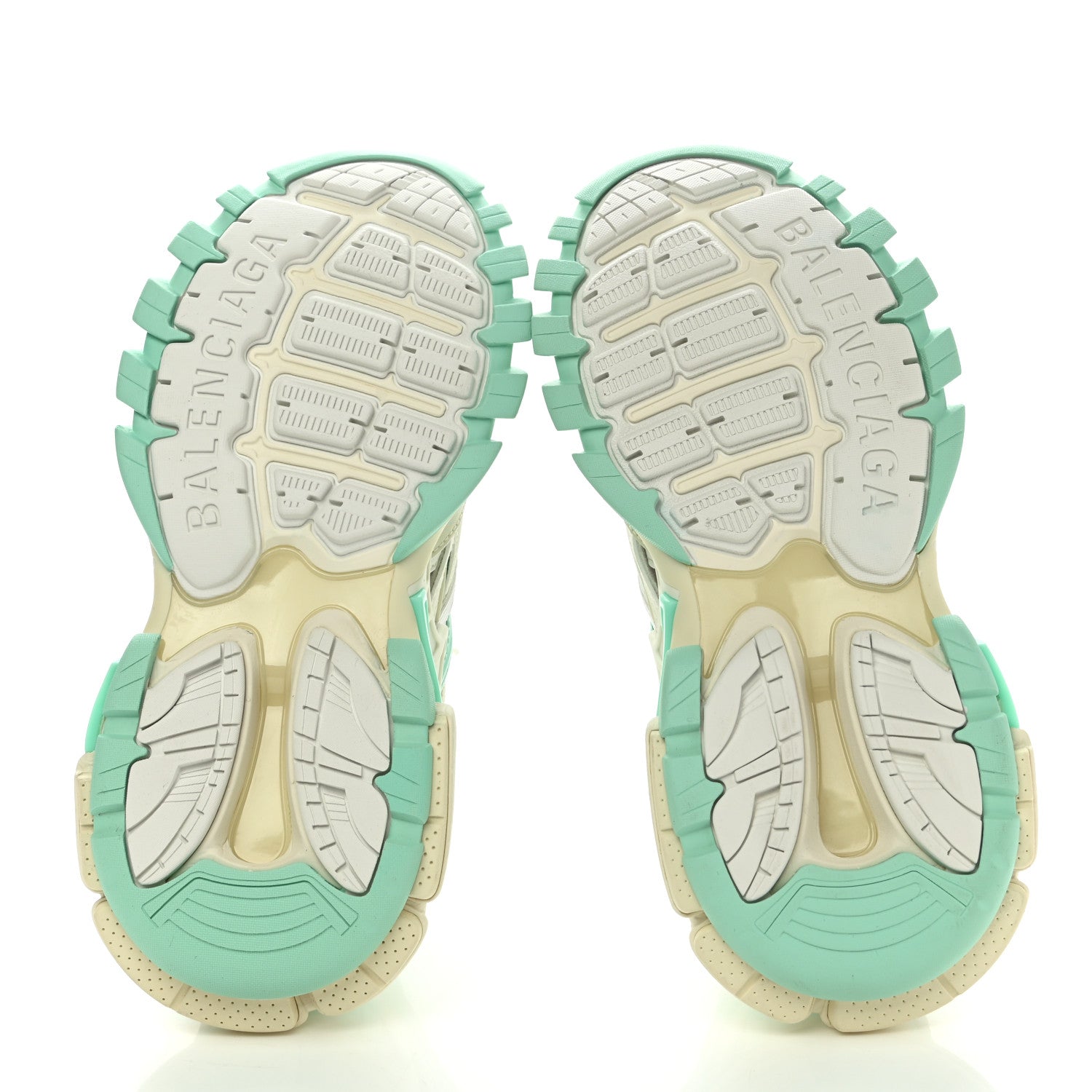 Balenciaga Rubber Mesh Tri-Color Womens Track.2 Open Sneakers 37 Mint Light Beige Grey 5 of 8