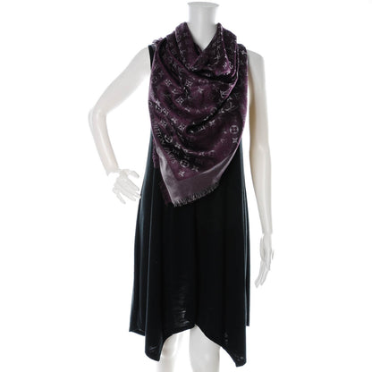 Louis Vuitton Silk Lurex Wool Monogram Shine Shawl Amarante 2 of 5