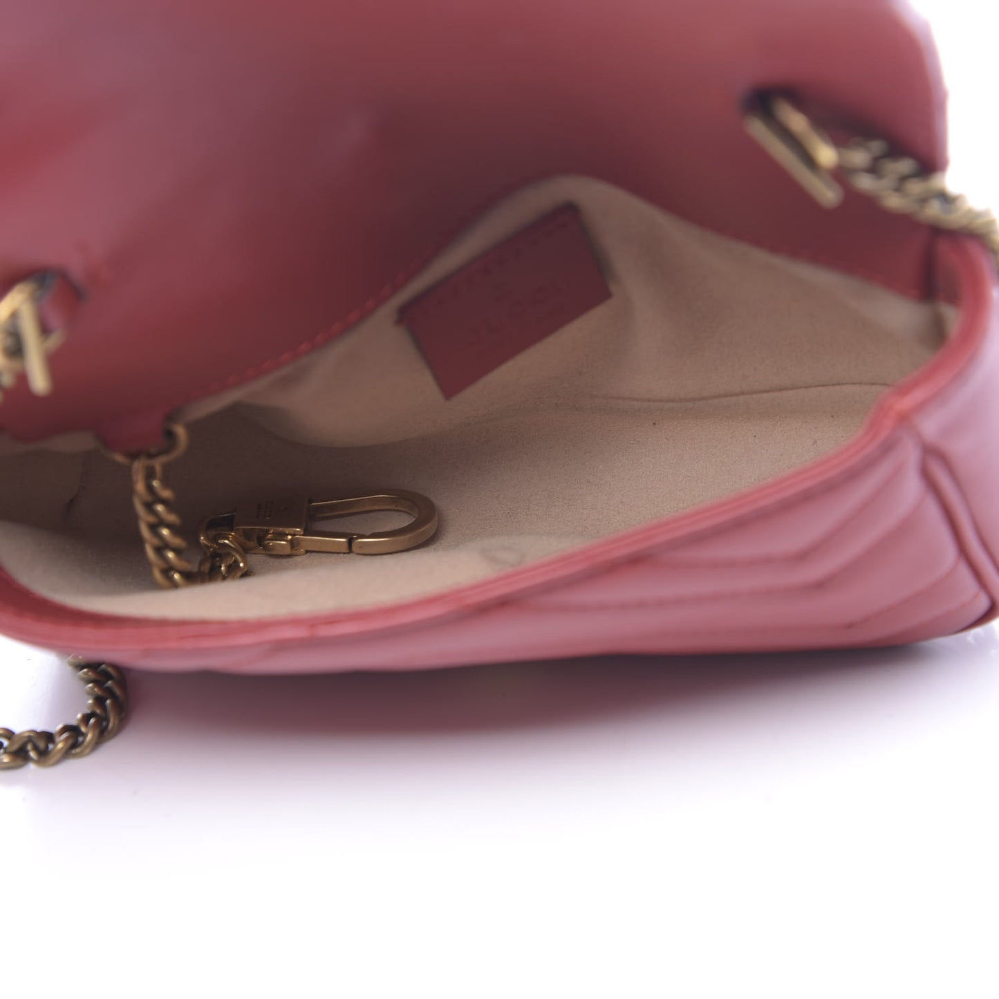 Calfskin Matelasse Super Mini GG Marmont Shoulder Bag Hibiscus Red