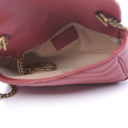 Gucci Calfskin Matelasse Super Mini GG Marmont Shoulder Bag Hibiscus Red 5 of 12