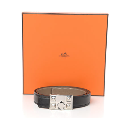 Hermes Epsom Swift 24mm Collier De Chien CDC Belt 85 Etoupe Black 6 of 6