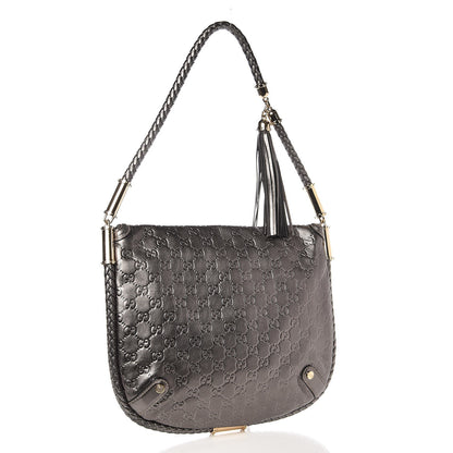 Gucci Guccissima Britt Tassel Shoulder Bag Gunmetal 15 of 19