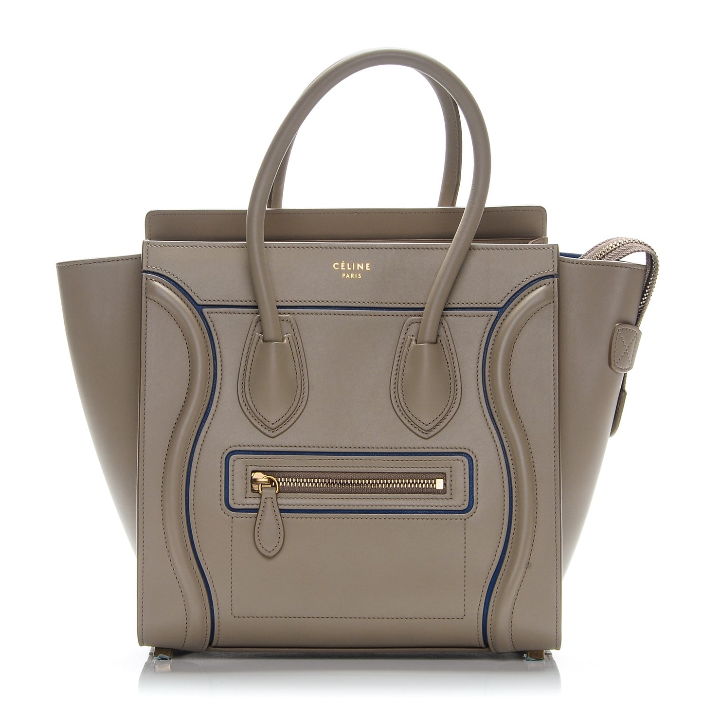 Smooth Calfskin Interstice Micro Luggage Light Taupe