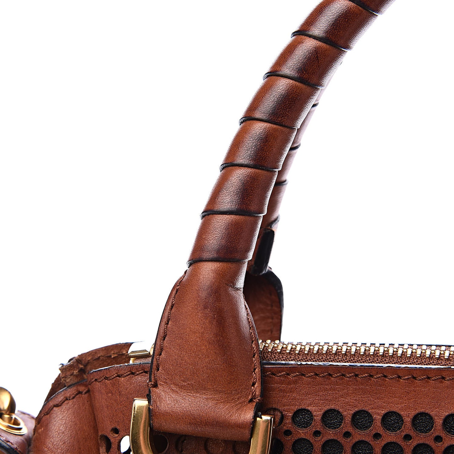 Calfskin Perforated Medium Marcie Satchel Mahogany