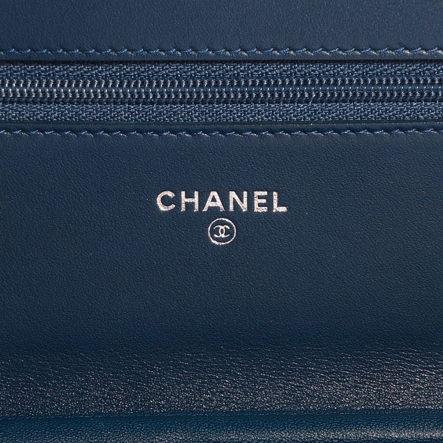 Patent Camellia Wallet on Chain WOC Royal Blue