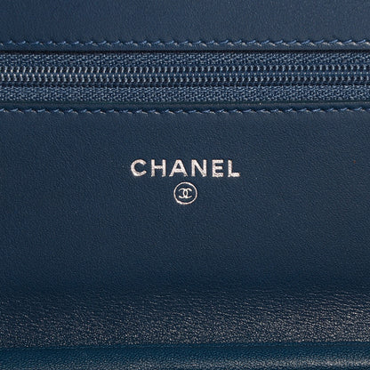 Chanel Patent Camellia Wallet on Chain WOC Royal Blue 7 of 9