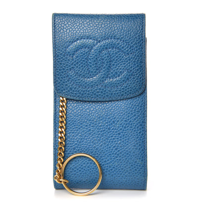 Chanel Caviar Timeless CC Key Holder Bag Charm Blue 1 of 13