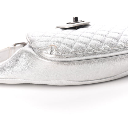 Chanel Metallic Grained Calfskin Quilted Casual Rock Waist Bag Fanny Pack Silver 5 of 10