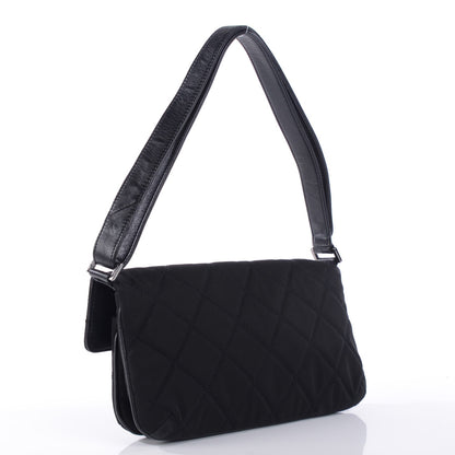 Chanel Nylon Quilted Mademoiselle Messenger Flap Bag Black 3 of 8