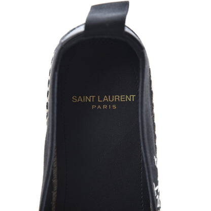 Saint Laurent Canvas Nappa Elba Light Logo Embroidered Espadrilles 36 Black 7 of 8