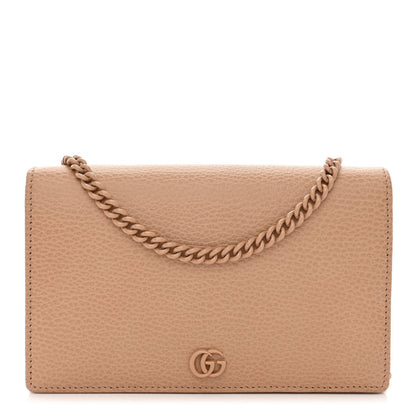 Gucci Dollar Calfskin Enamel Monochrome Mini GG Marmont Chain Wallet Camelia 1 of 10