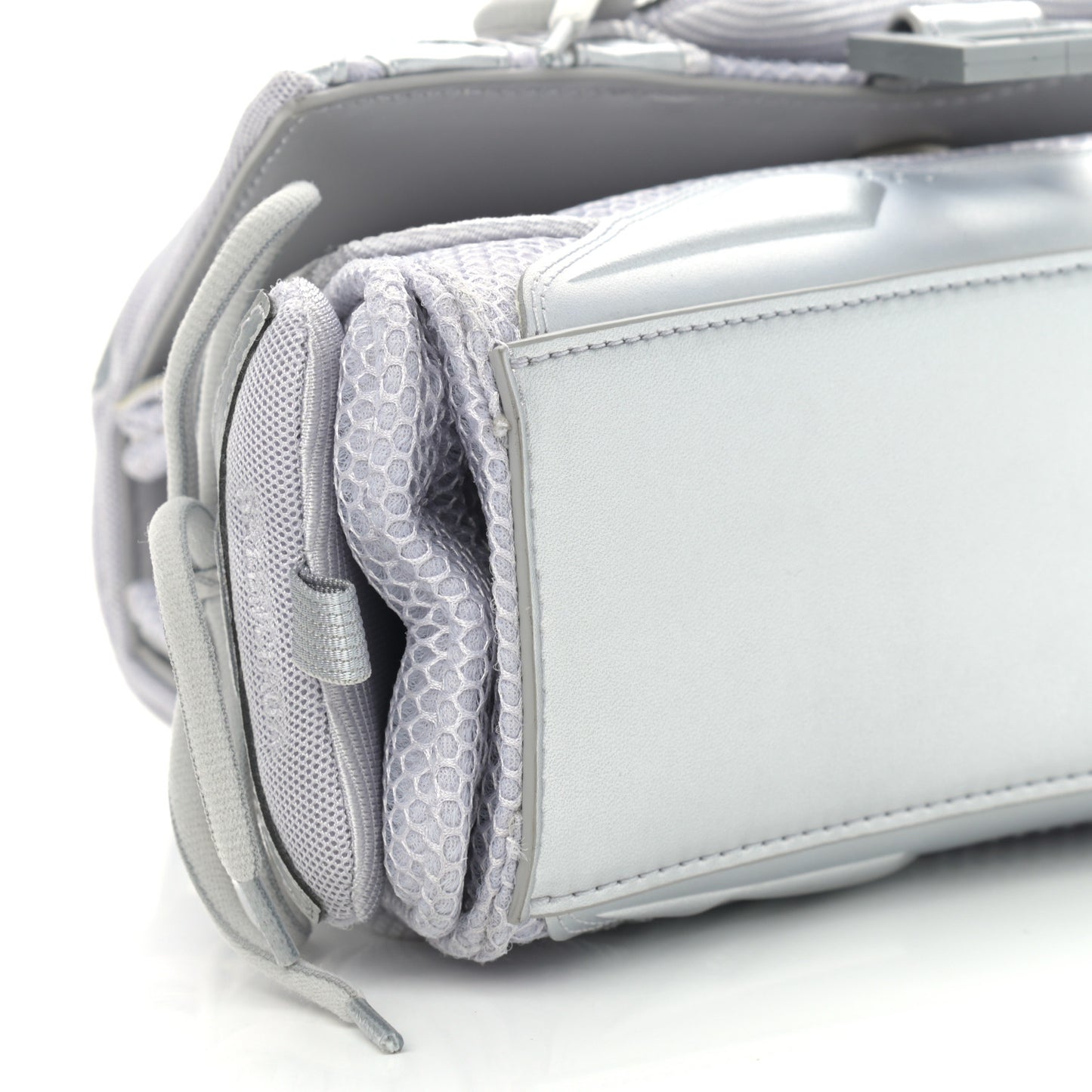 Faux Calfskin Fabric Small Sneakerhead Top Handle Bag Silver