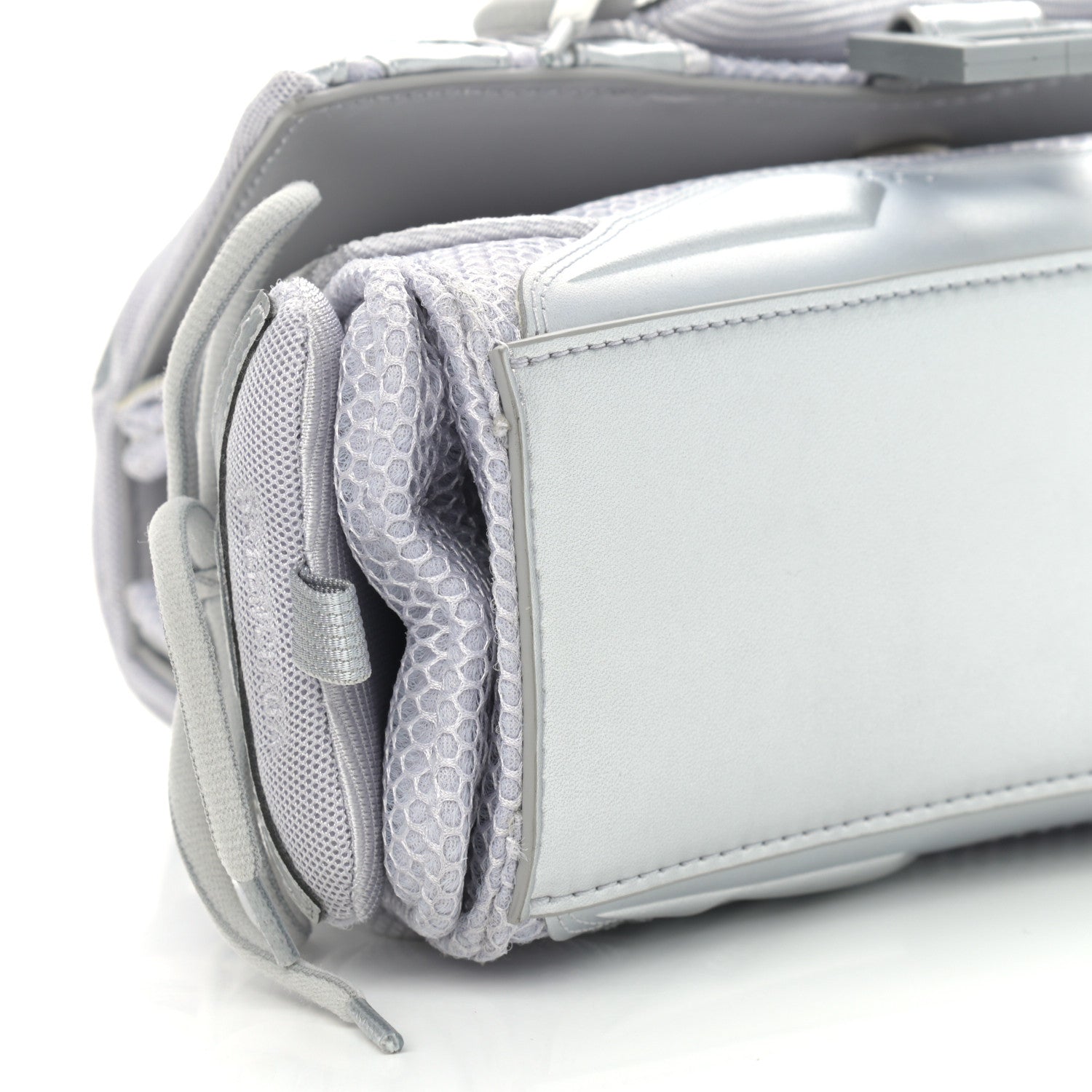 Balenciaga Faux Calfskin Fabric Small Sneakerhead Top Handle Bag Silver 9 of 14