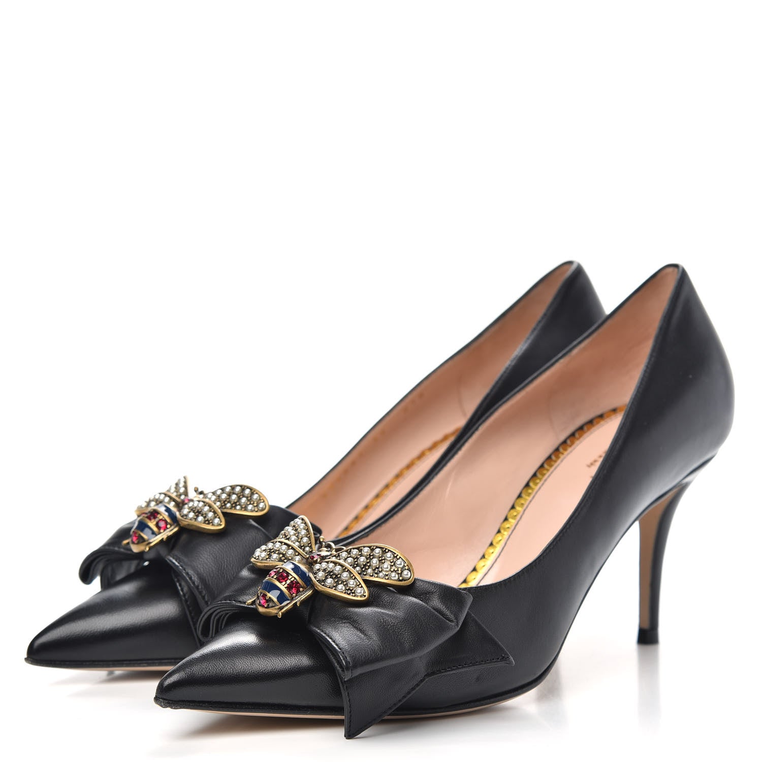 Gucci Nappa Queen Margaret Mid Heel Pumps 39 Black 3 of 9