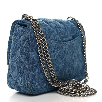 Chanel Denim Quilted Camellia Sweetheart Mini Flap Blue 3 of 11