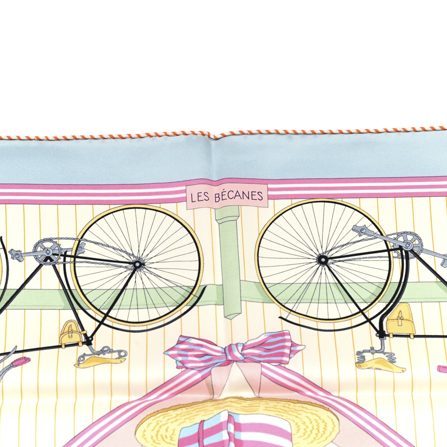 Hermes Silk Vintage Les Becanes Scarf 70 Bleu Glacier Ivoire 4 of 5