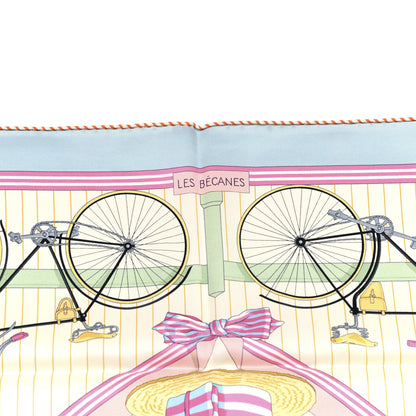 Hermes Silk Vintage Les Becanes Scarf 70 Bleu Glacier Ivoire 4 of 5
