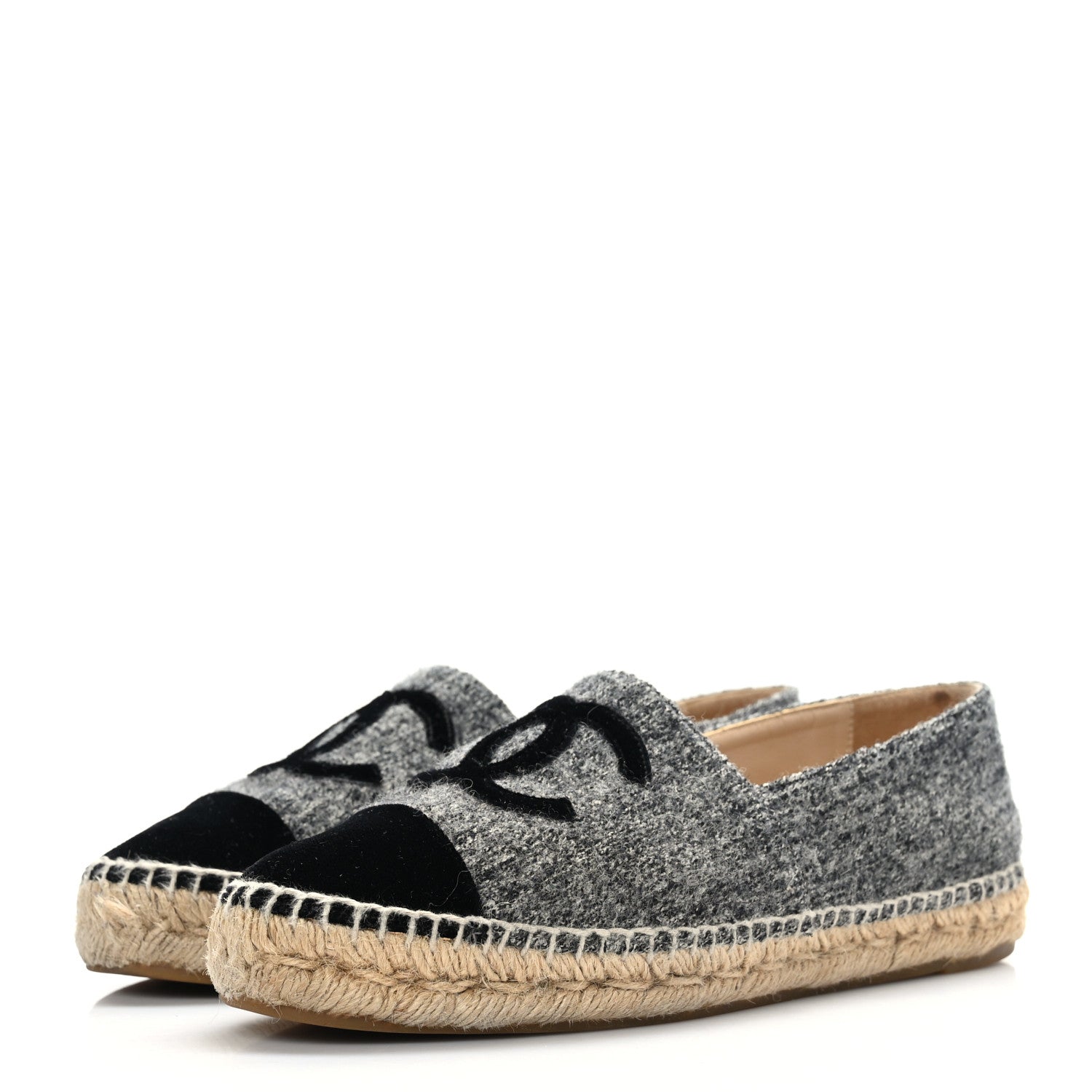 Chanel Wool Velvet CC Espadrilles 38 Black 3 of 7