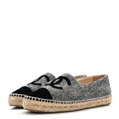 Chanel Wool Velvet CC Espadrilles 38 Black 3 of 7