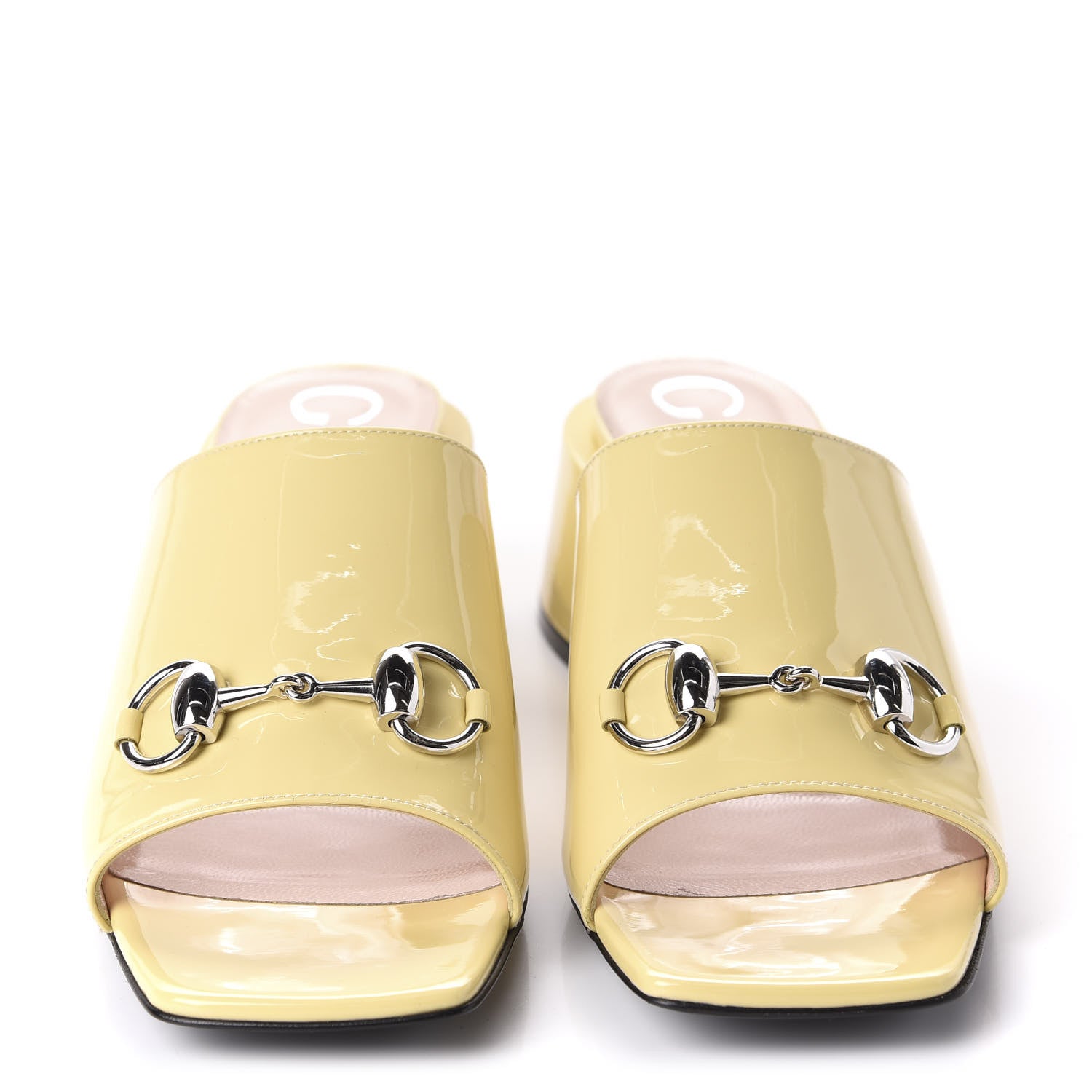 Gucci Patent Lexi Horsebit Mid-Heel Slide Sandals 38 Burro 2 of 10