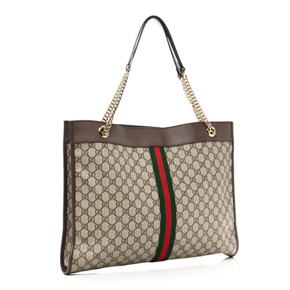 Gucci GG Supreme Monogram Large Rajah Chain Tote Beige New Acero 4 of 11