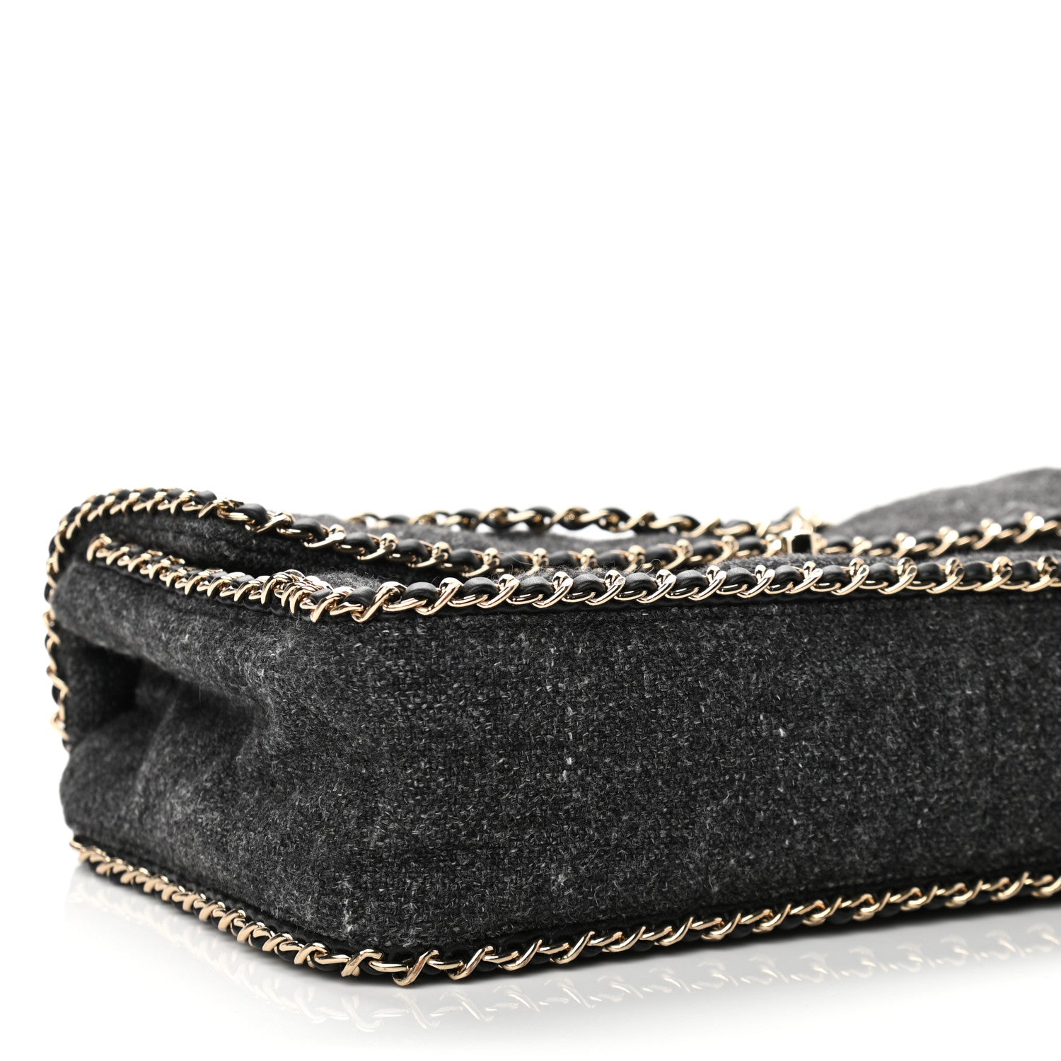 Chanel Wool Tweed Quilted Coco Neige Chain Around Flap Black 9 of 10