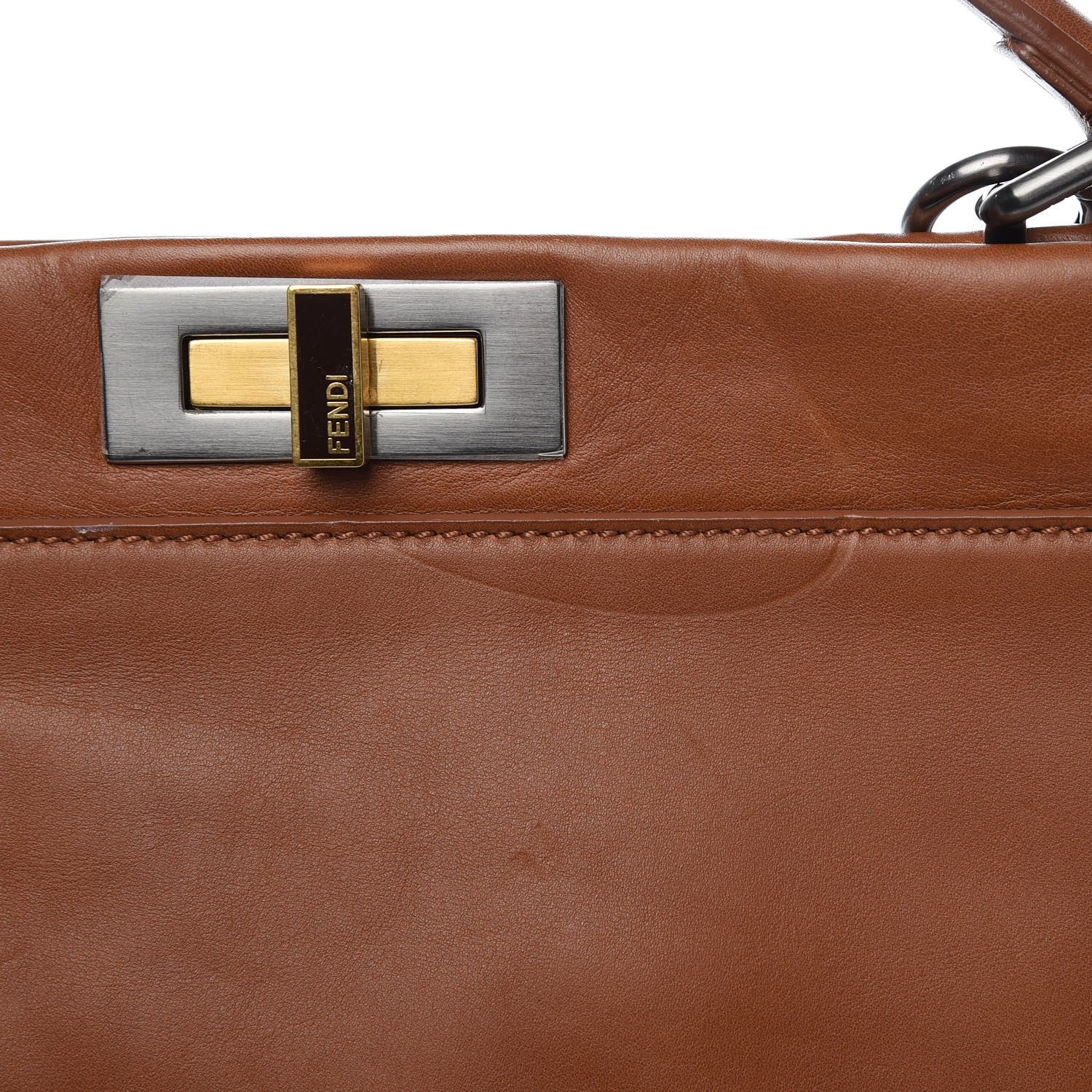 Fendi Vitello Suede Large Peekaboo Iconic Satchel Cuoio Rame Moro 9 of 15