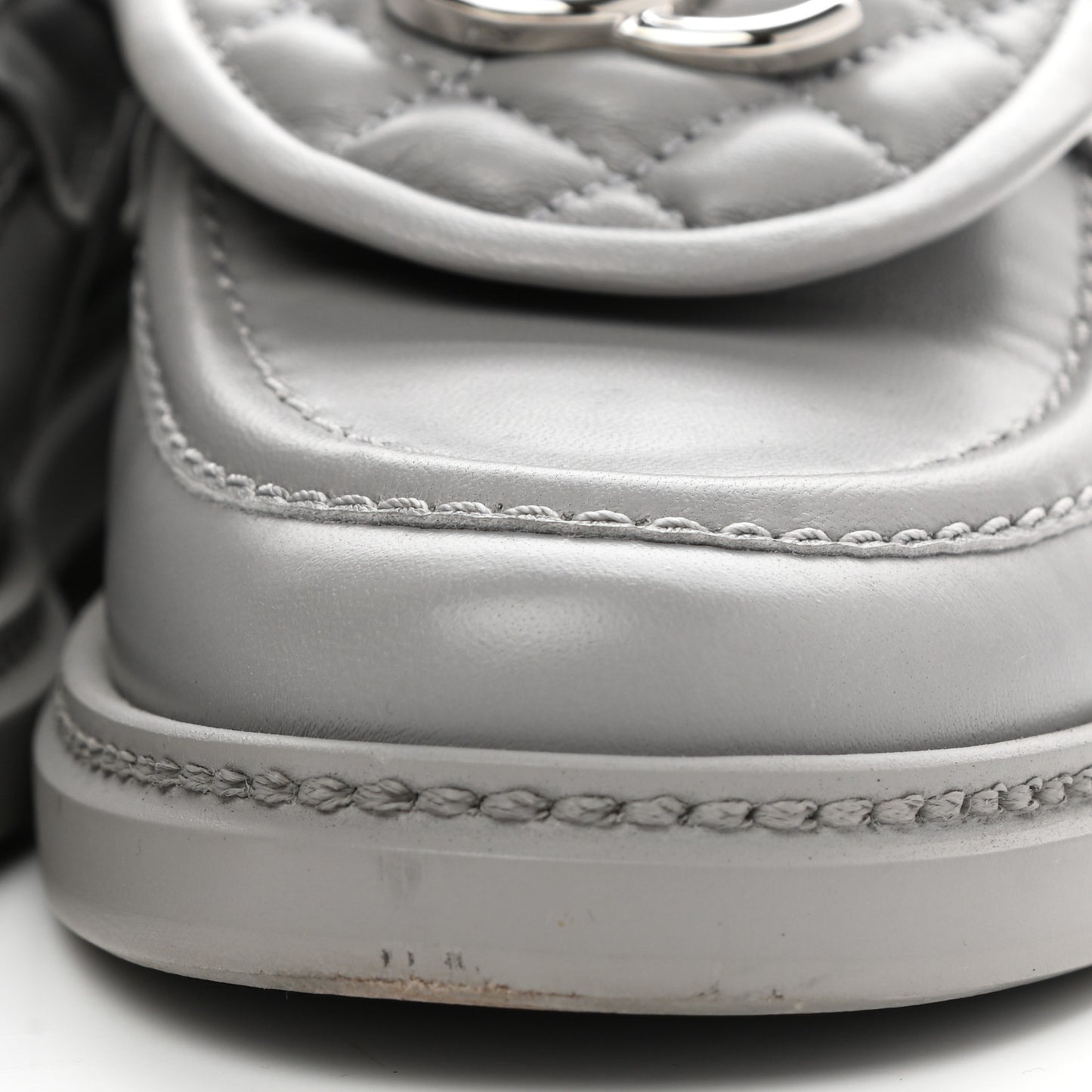 Lambskin Quilted CC Turnlock Loafers 37 Grey