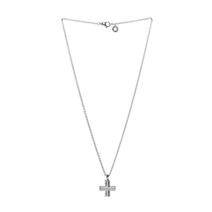Bulgari 18K White Gold Diamond Cross Pendant Necklace 3 of 4