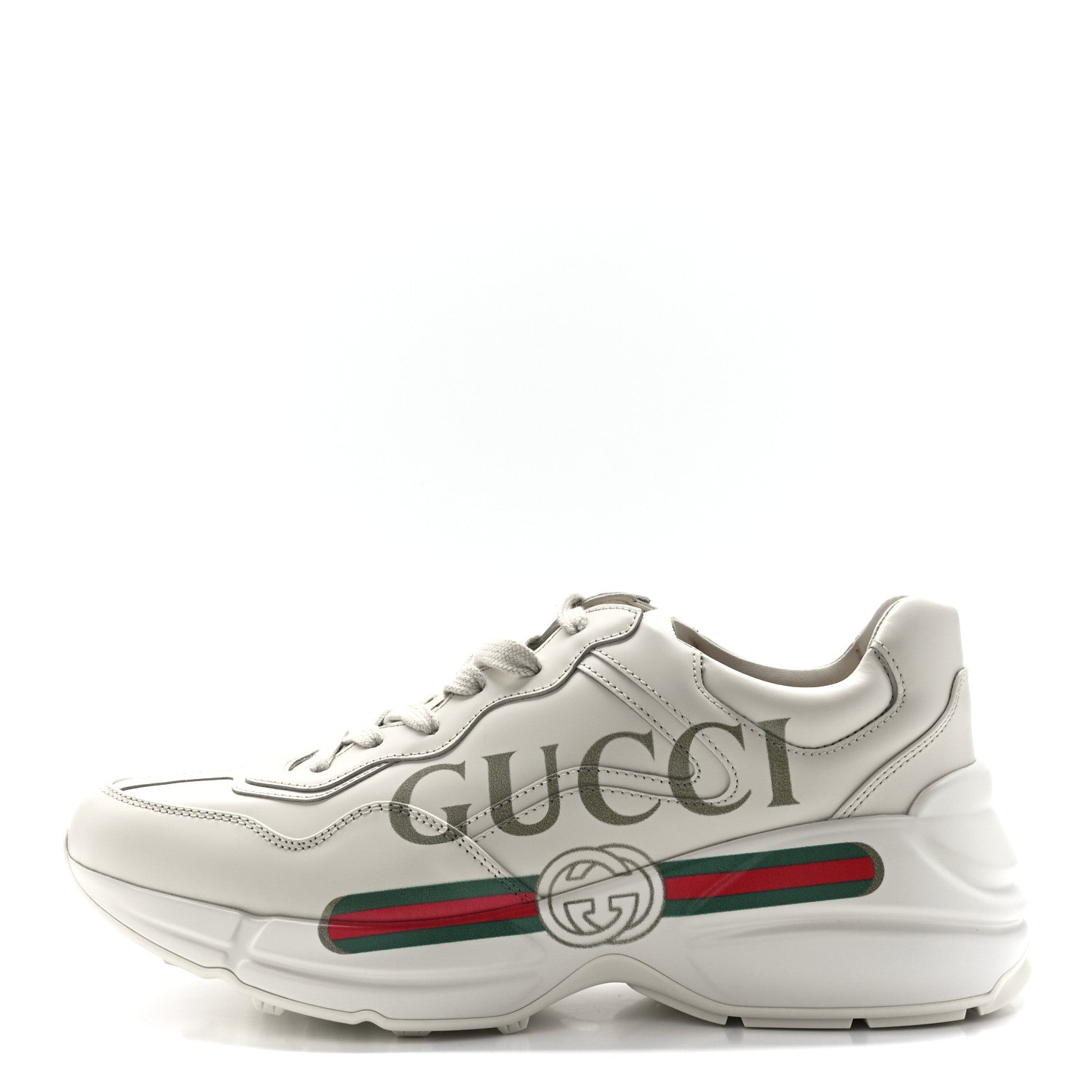 Gucci Calfskin Logo Womens Rhyton Sneakers 39 Ivory 1 of 9