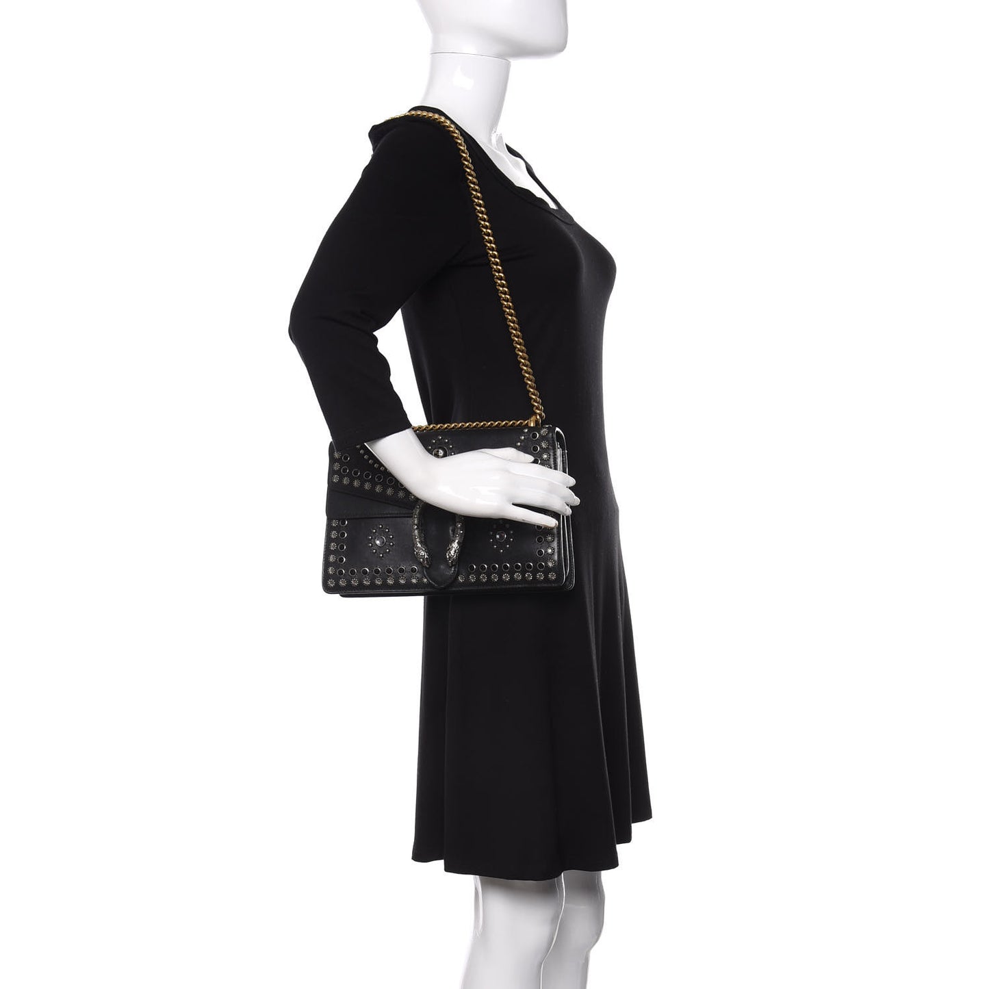 Calfskin Studded Small Dionysus Shoulder Bag Black