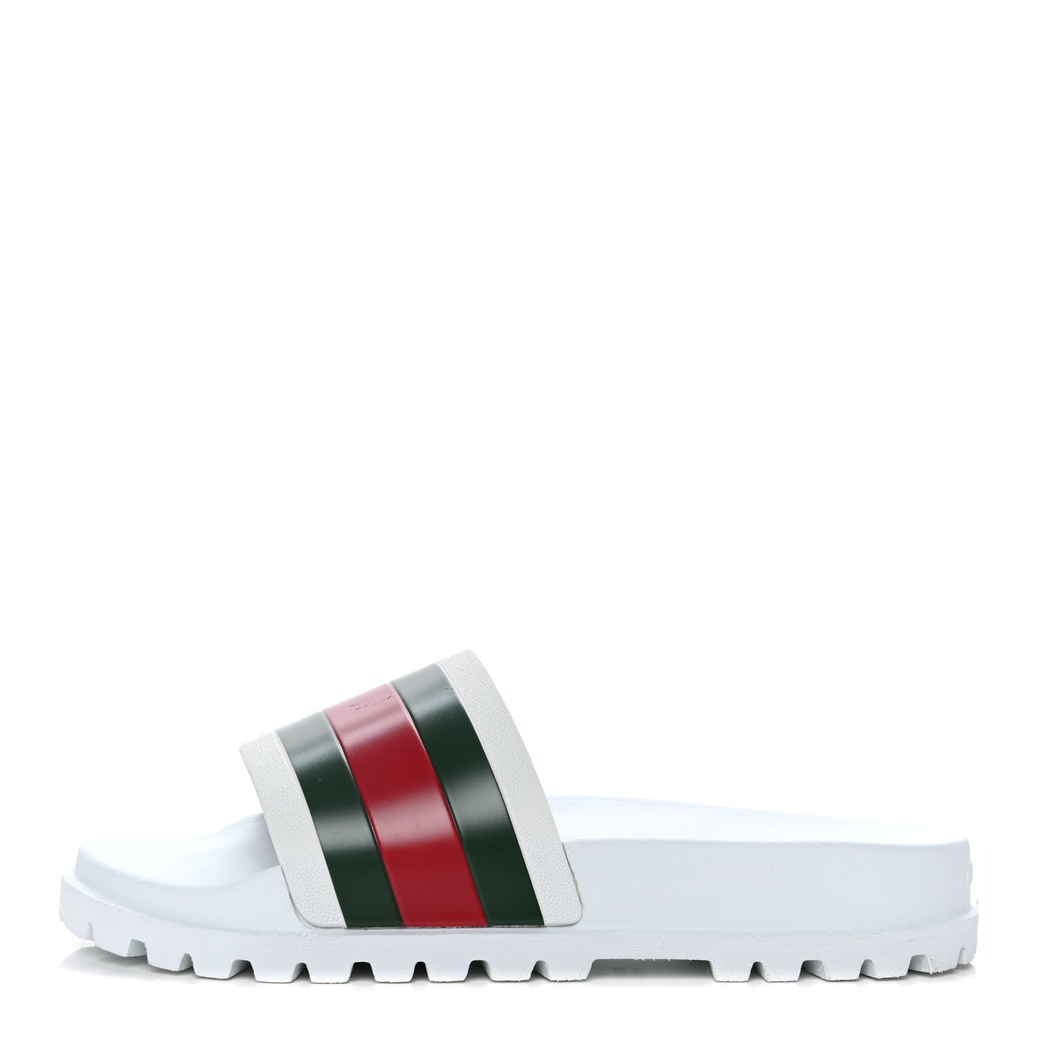 Gucci Rubber Web Mens Lug Sole Slide Sandals 9 Great White Green Red 1 of 11