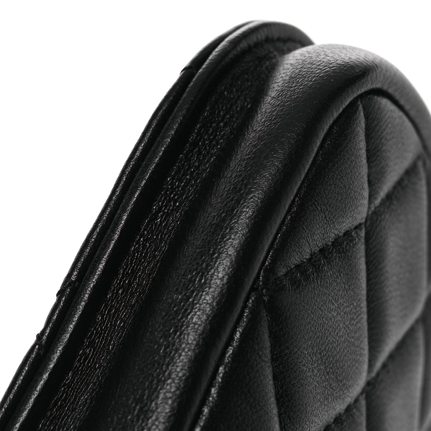 Lambskin Quilted Phone Chain Clutch Waist Bag Black