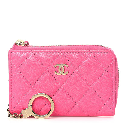 Chanel Caviar Quilted Zipped Key Holder Case Pink 1 of 6