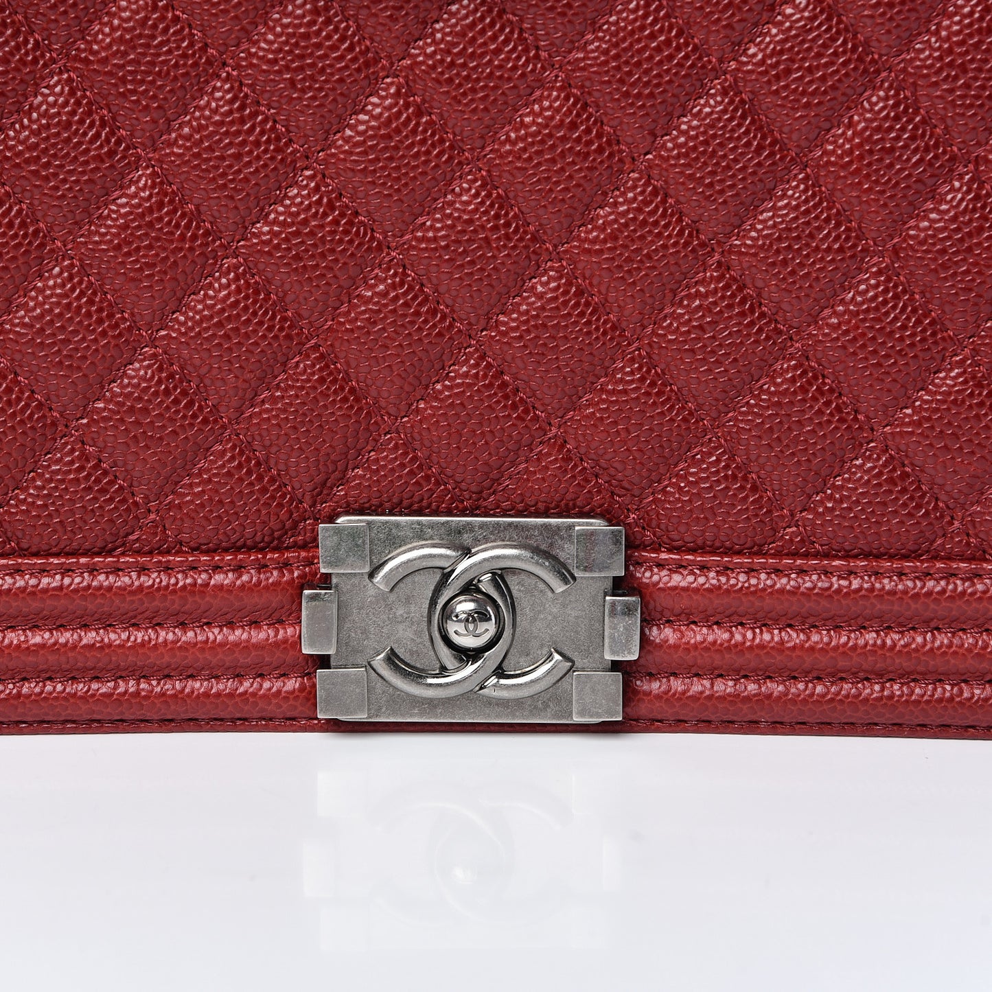 Caviar Quilted New Medium Boy Flap Dark Red