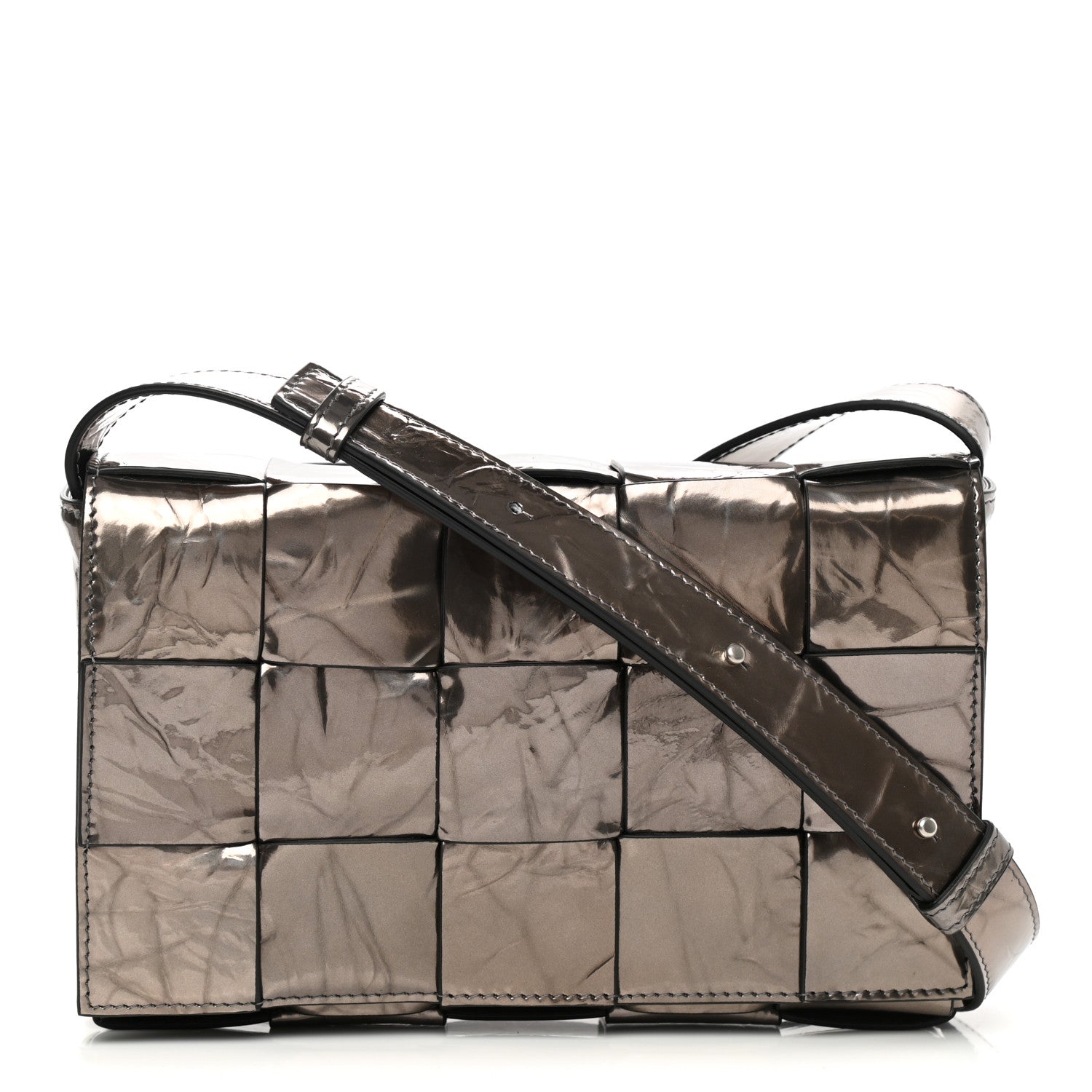 Bottega Veneta Metallic Crushed Calfskin Maxi Intrecciato Cassette Crossbody Bag Anchor 1 of 11