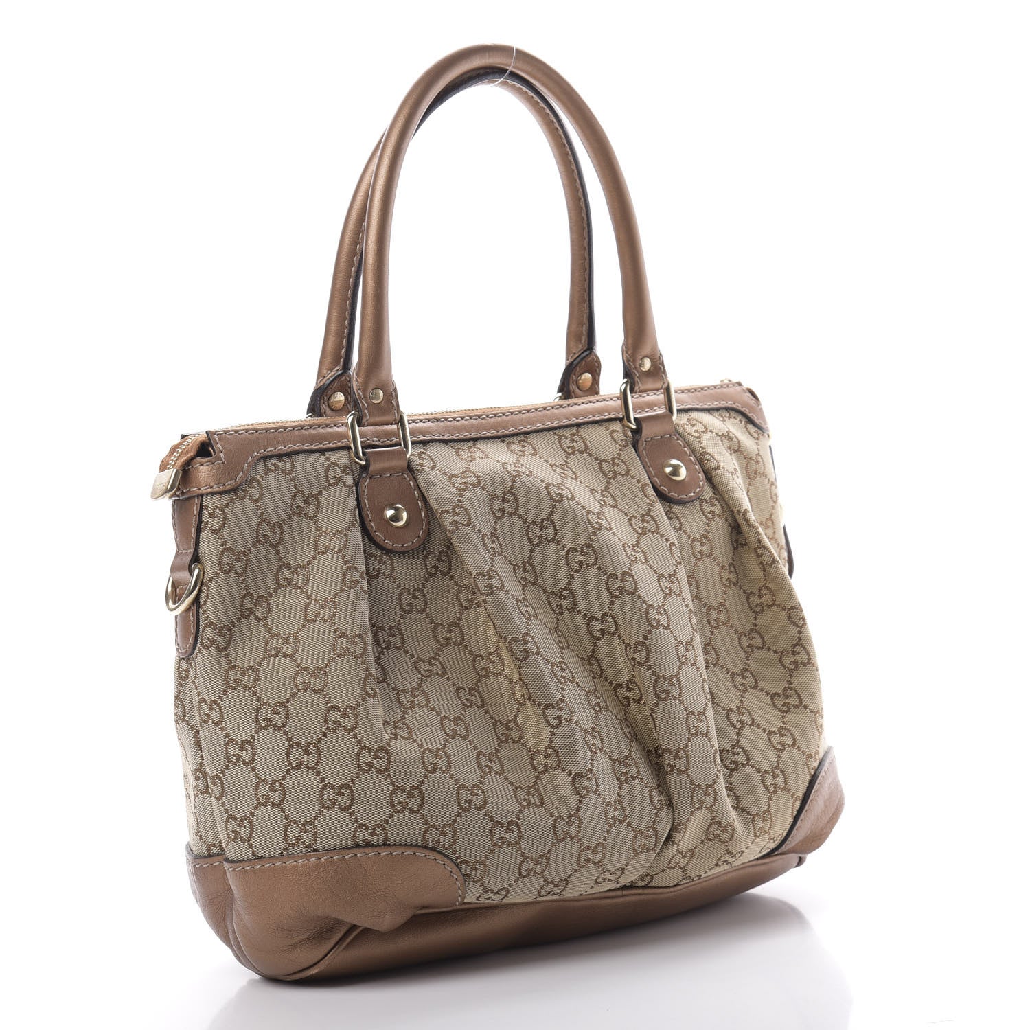 Gucci Monogram Medium Sukey Top Handle Bag Beige Bronze 3 of 12