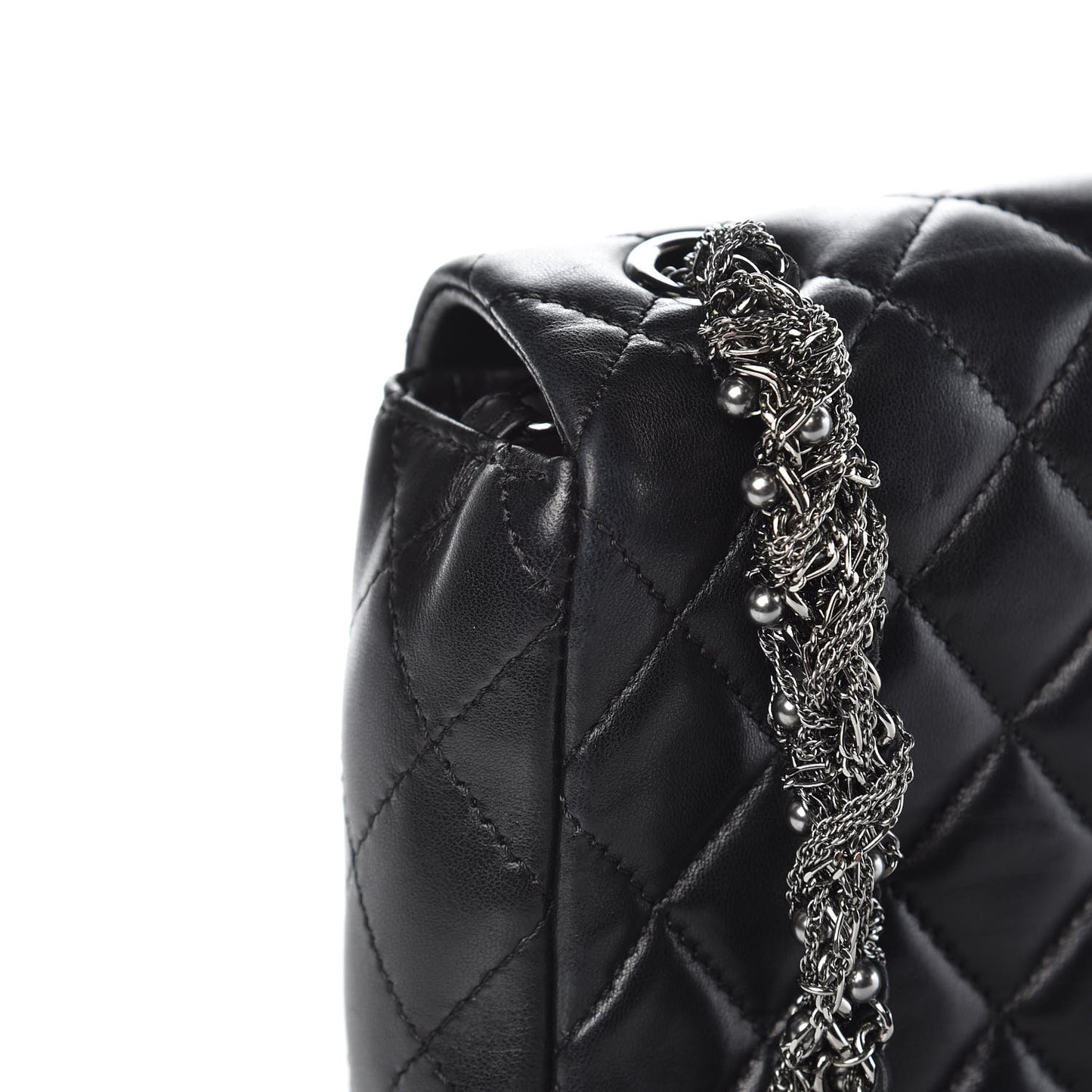 Lambskin Quilted Medium Westminster Pearl Flap Black