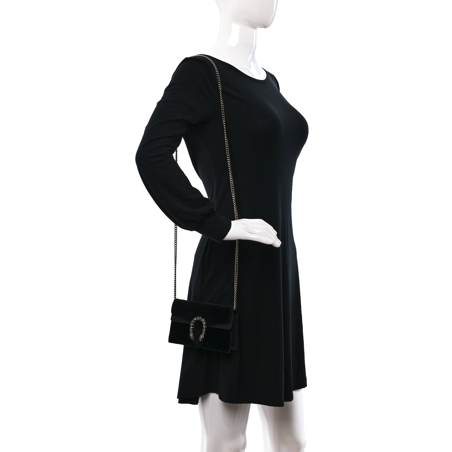 Gucci Suede Super Mini Dionysus Shoulder Bag Black 2 of 11