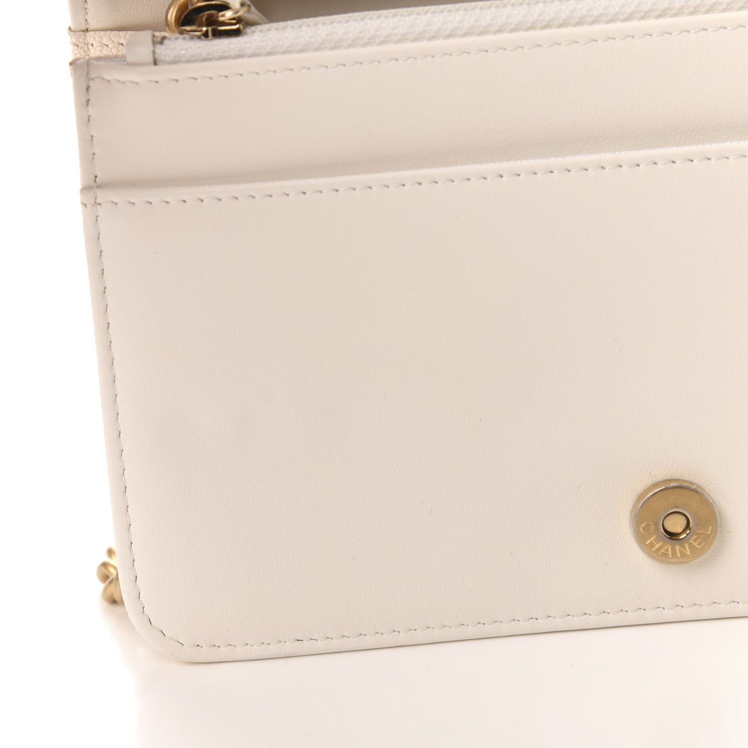 Chanel Caviar Quilted Boy Wallet On Chain WOC White 11 of 13