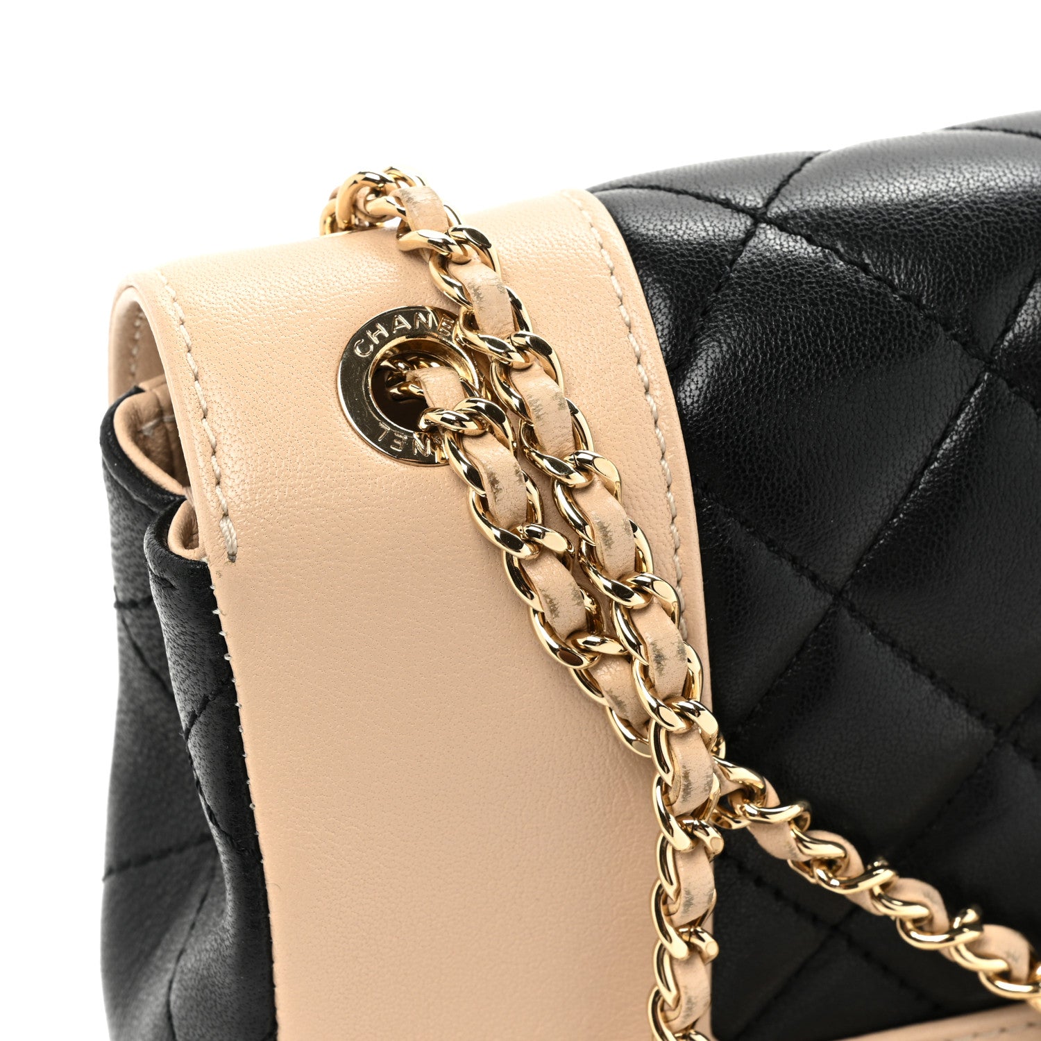 Chanel Sheepskin Quilted Small Vintage Mademoiselle Flap Beige Black 13 of 19