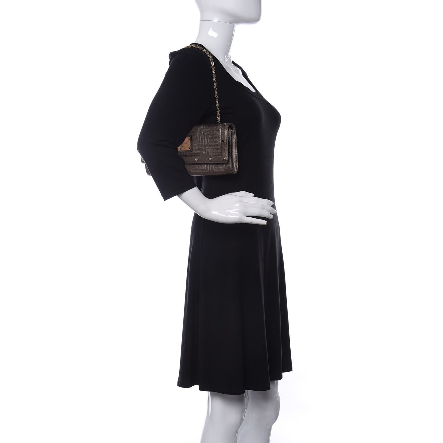 Metallic Lambskin Couture Chain Clutch Bronze