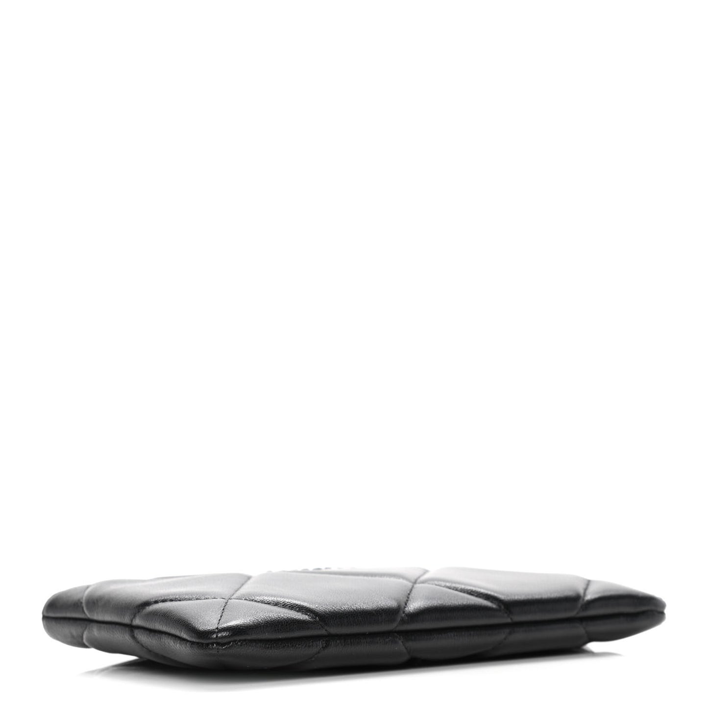 Shiny Goatskin Quilted Small Chanel 19 Pouch Black