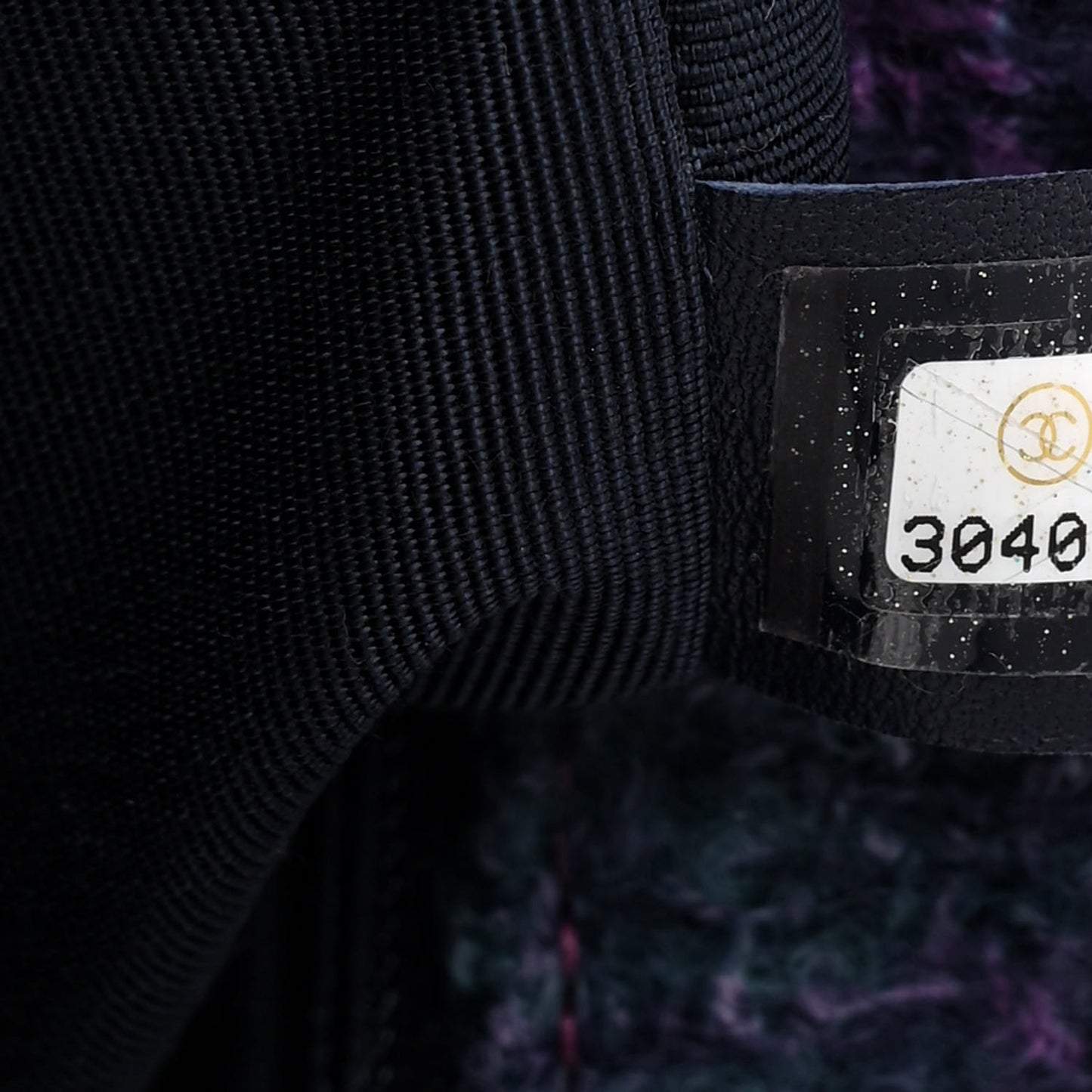 Shearling Tweed Jumbo Single Flap Navy Purple
