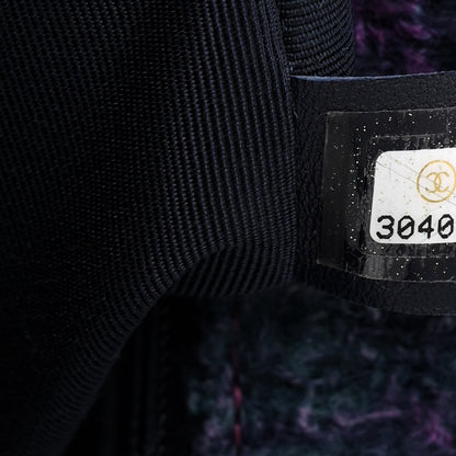 Chanel Shearling Tweed Jumbo Single Flap Navy Purple 7 of 10
