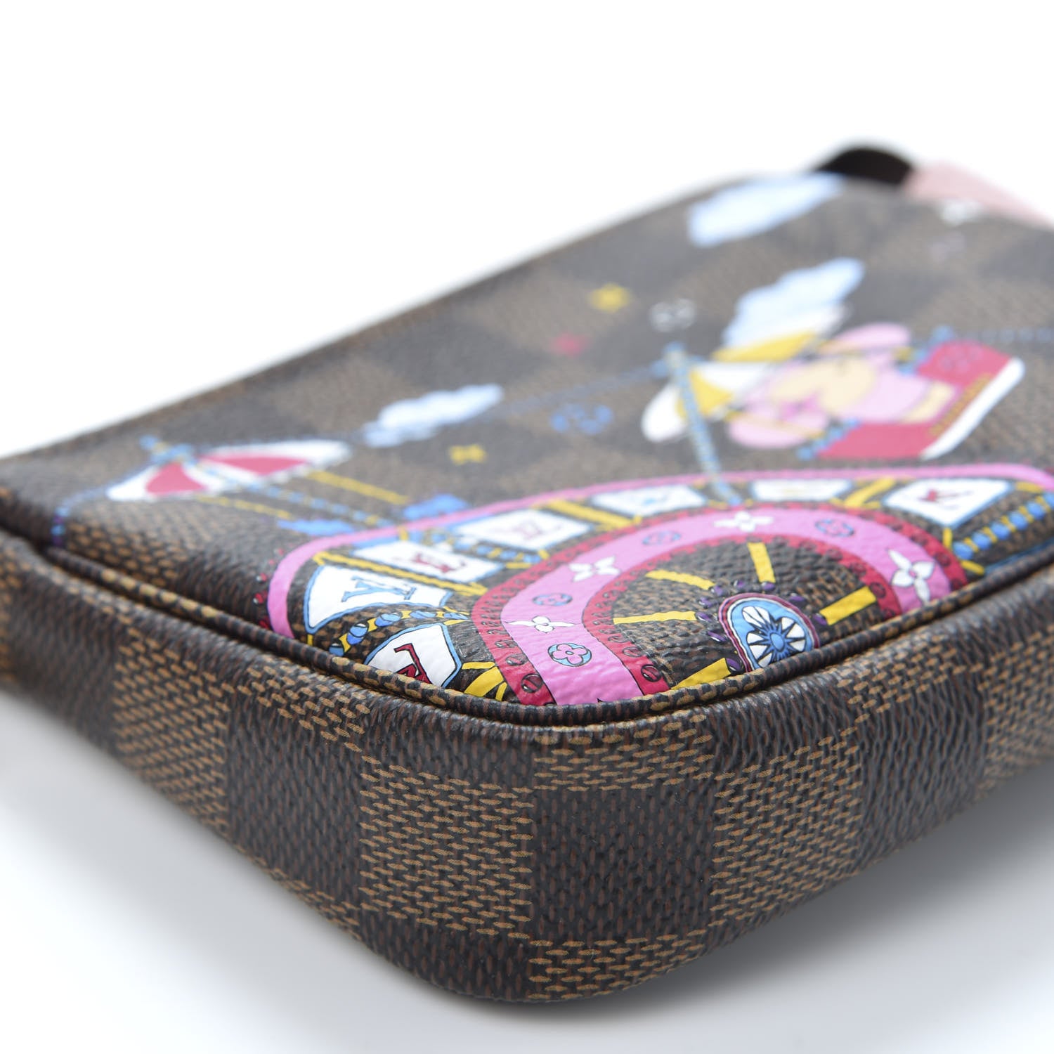 Louis Vuitton Damier Ebene 2020 Christmas Animation Big Wheel Mini Pochette Accessories Rose Ballerine 5 of 9
